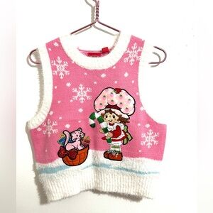 NWT Women’s Strawberry Shortcake Retro Pink Sweater‎ Vest